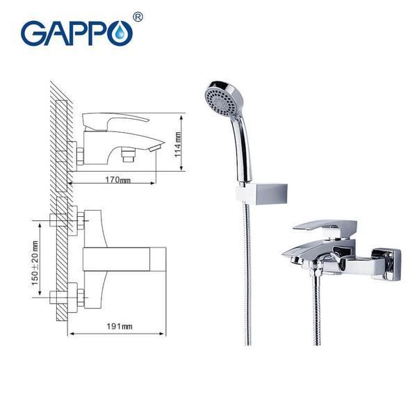 Смеситель для ванны GAPPO Jacob G3007, хром 1033981 фото