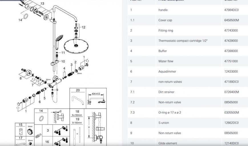 Grohe Euphoria System 310 Душевая система с термостатом для настенного монтажа (26075DC0) 26075DC0 фото