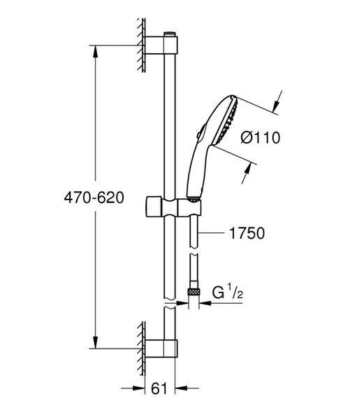 Grohe Tempesta 110 Душевой гарнитур, 2 режима струи (261622433) 261622433 фото