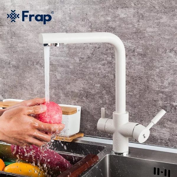 Змішувач для кухні Frap F4352-24 на дві води, білий 1042391 фото