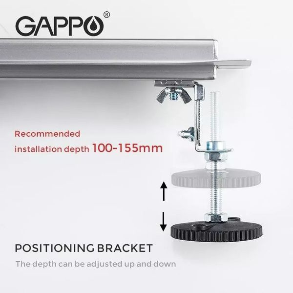 Душовий трап GAPPO G88007-1, 70х800 мм, нержавіюча сталь 1042954 фото