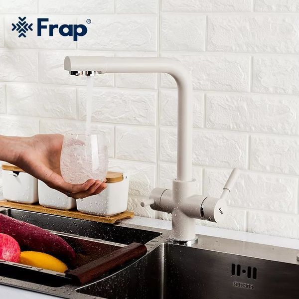Змішувач для кухні Frap F4352-24 на дві води, білий 1042391 фото