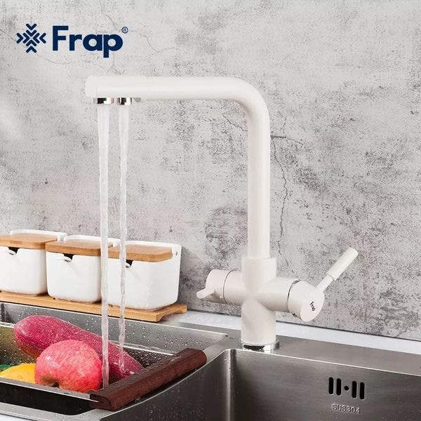 Змішувач для кухні Frap F4352-24 на дві води, білий 1042391 фото