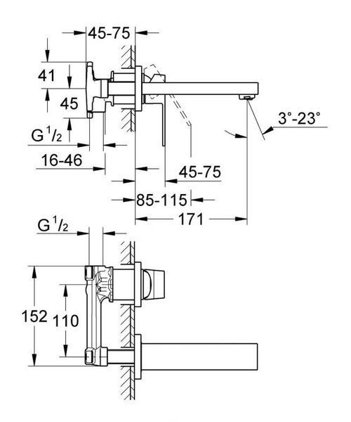 Grohe Eurocube Змішувач для раковини на 2 отвори S-Size (19895000) 19895000 фото