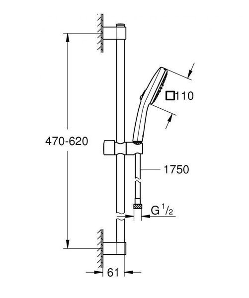 Grohe Tempesta Cube 110 Душевой гарнитур, 2 режима струи (26748003) 26748003 фото