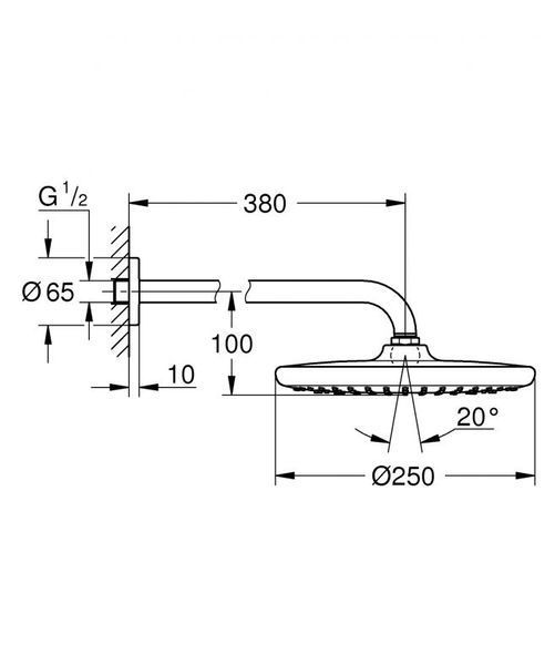 Grohe Tempesta 250 верхній душ з кронштейном до стіни (26663000 ) 26663000 фото