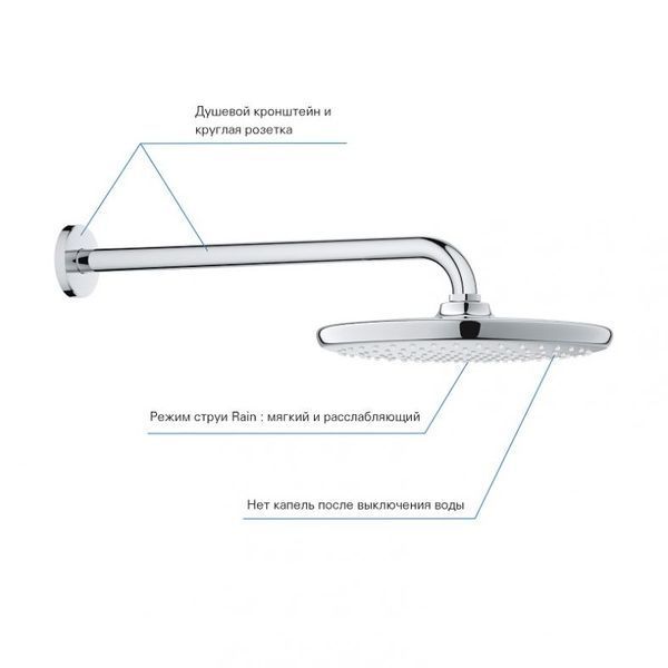 Grohe Tempesta 250 верхній душ з кронштейном до стіни (26663000 ) 26663000 фото