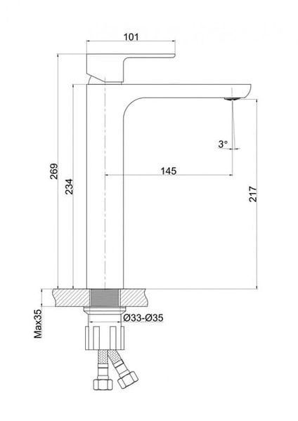 Смеситель Elis высокий для чаши хром, латунь PSH503-B PSH503TG-B фото