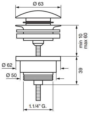 Пробка EMMEVI CLICK CLACK 1" 1/4 C05529EBR бронза универсальная C05529E фото