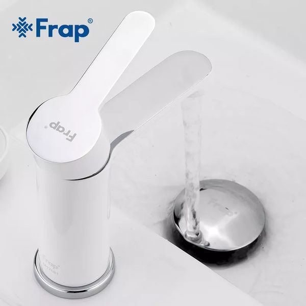 Змішувач для умивальника Frap F1041, білий/хром 1033657 фото