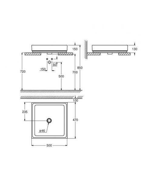 Grohe Cube Ceramic Раковина для столешницы накладная 500х490 мм (3948100H) 3948100H фото