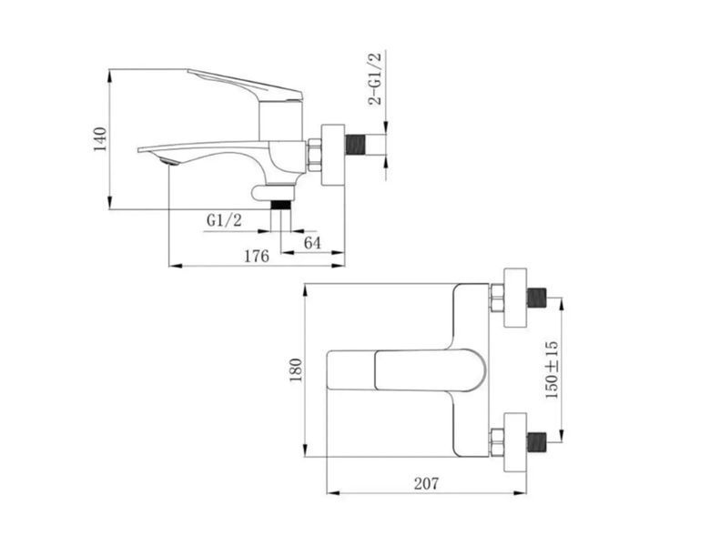 Змішувач PERLA "MARTIN" для ванної латунь, хром PSY3304 PSY3304 фото