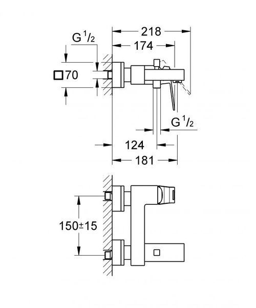 Grohe Eurocube Одноважільний змішувач для ванни (23140000) 23140000 фото