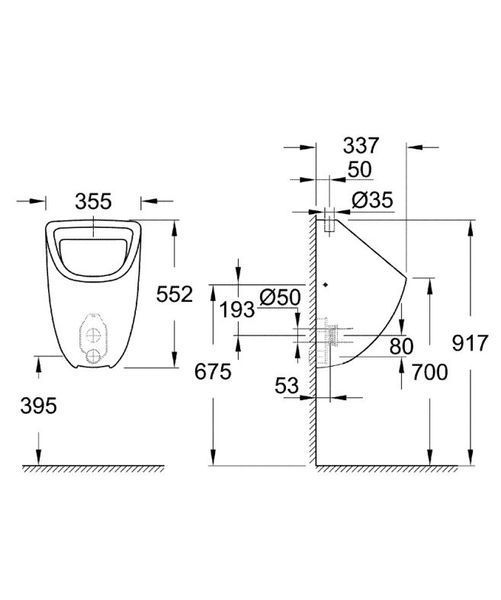 Grohe Писсуар Bau Ceramic, впуск сверху (39439000) 39439000 фото