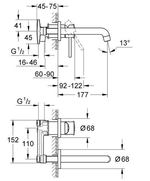 Grohe BauClassic Змішувач для раковини, прихованого монтажу (2029200C) 2029200C фото