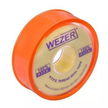 Фум стрічка WEZER PTFE 19x0,2 мм 20 м, жовтий 1038255 фото