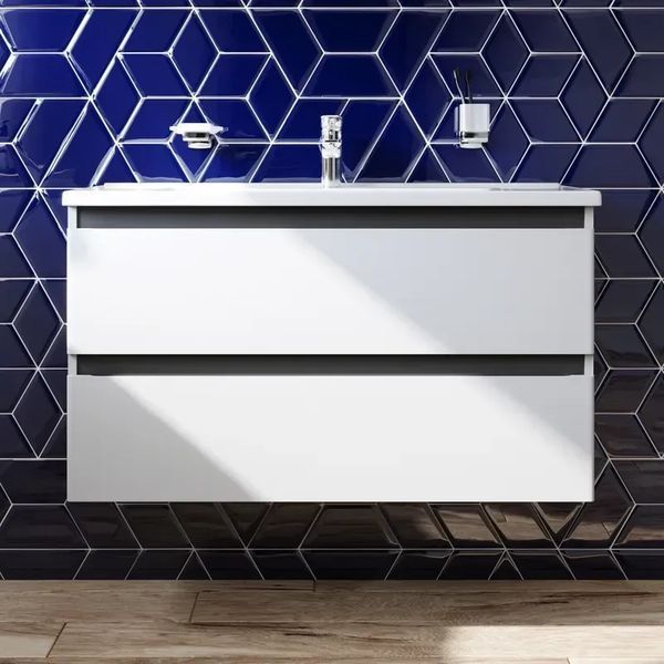 Тумба с раковиной, подвесная, 100 см, 2 ящика AM.PM M85-FHX1002-WC1002WG38 X-Joy M85-FHX1002-WC1002WG38 фото