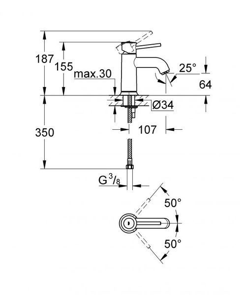 Grohe BauClassic Смеситель для раковины S-size (23162000) 23162000 фото