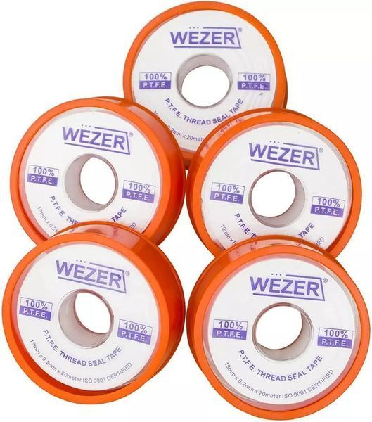 Фум стрічка WEZER PTFE 19x0, 2 мм 20 м, білий 1038261 фото