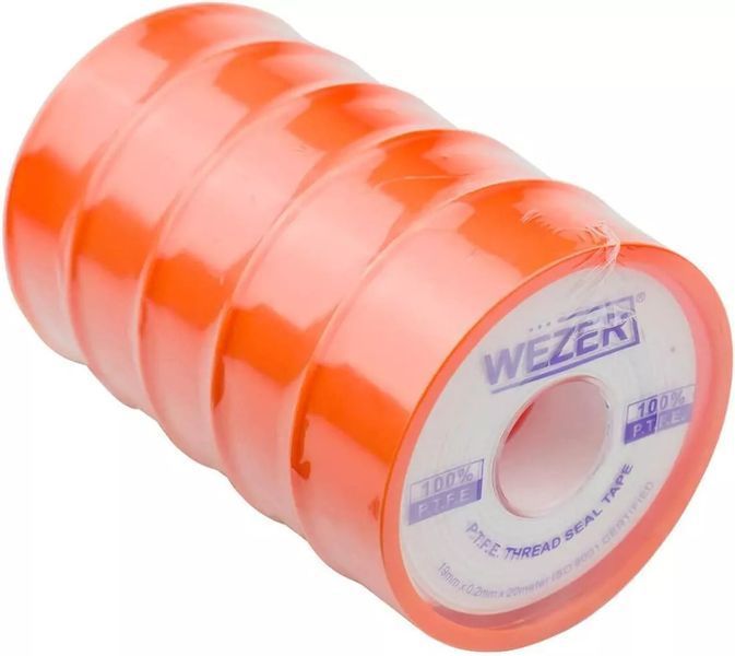 Фум стрічка WEZER PTFE 19x0, 2 мм 20 м, білий 1038261 фото