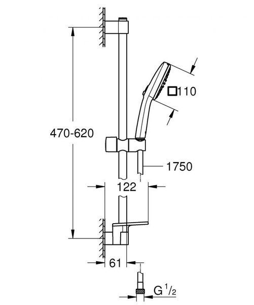 Grohe Tempesta Cube 110 Душевой гарнитур, 2 режима струи (26907003) 26907003 фото
