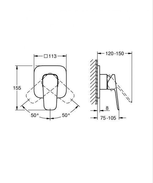 Grohe Cubeo Однорычажный смеситель для душа (1018302430) 1018302430 фото