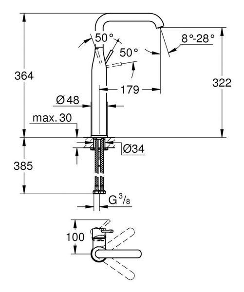Grohe Essence Одноважільний змішувач для раковини XL-Size (24170DL1) 24170DL1 фото