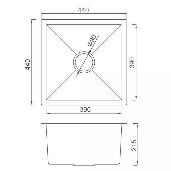 Кухонна мийка GAPPO GS4444-6 інтегрована 440x440 мм, нержавіюча сталь, поверхня PVD 1045126 фото