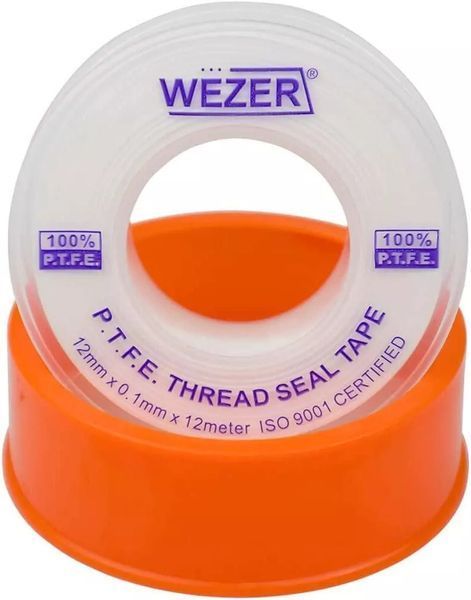 Фум стрічка WEZER PTFE 12x0, 1 мм 12 м, білий 1038263 фото