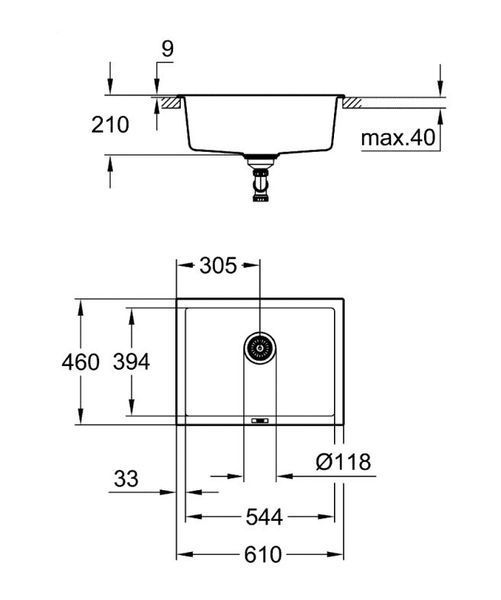 Grohe Мойка для кухни 610 x 457 мм, Granite Black (31655AP0) 31655AP0 фото