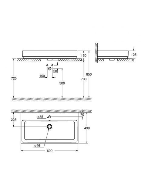 Grohe Cube Ceramic Раковина для стільниці накладна 600х490 мм (3947700H) 3947700H фото