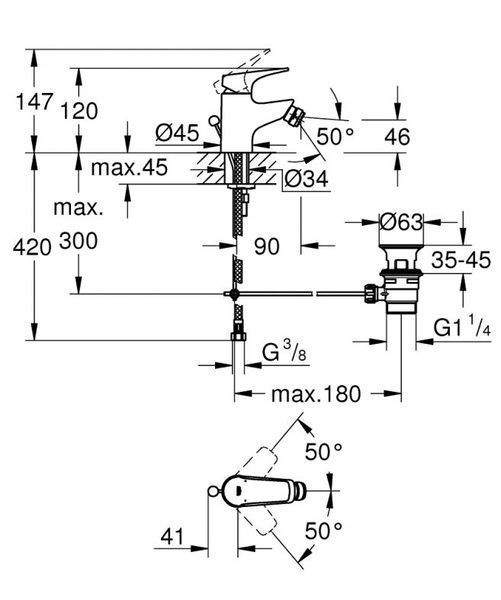 Grohe Однорычажный смеситель для биде (23770000) 23770000 фото