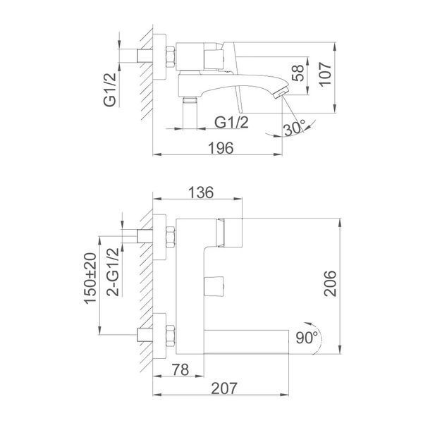 Змішувач для ванни FRAP F3276-3 з коротким литим виливом, латунь, сатин золотий 1055641 фото