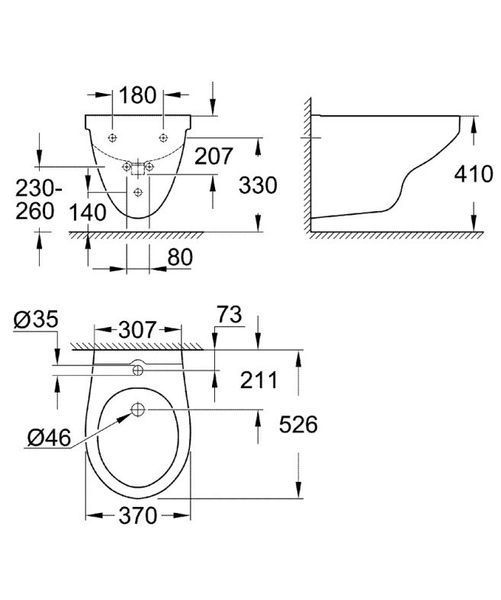 Grohe Bau Ceramic Біде настінного монтажу (39433000) 39433000 фото