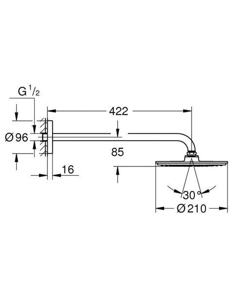 Grohe Rainshower Cosmopolitan 210 Набір 422 мм верхнього душу, 1 режим струменю (26171000) 26171000 фото