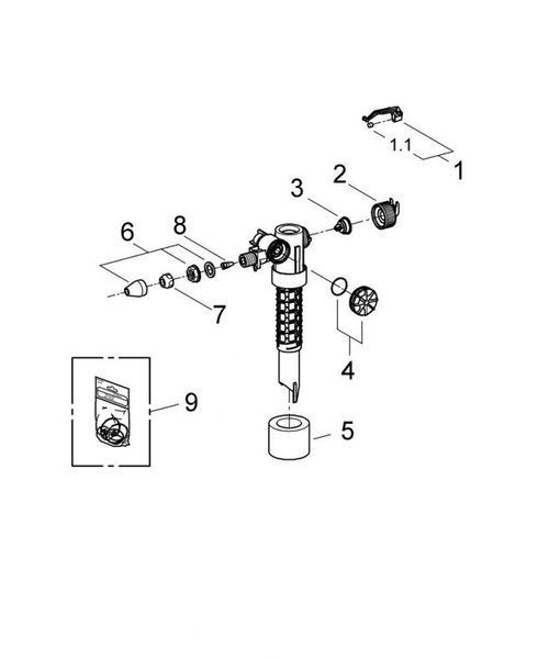 Grohe Наповнюючий клапан без компенсатора зміщення (37095000) 37095000 фото