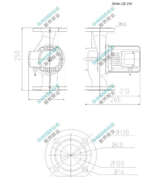 Насос циркуляційний SHIMGE XP40-12F-250, фланець, Qmax 230л/хв, 0,7 кВт 1037802 фото