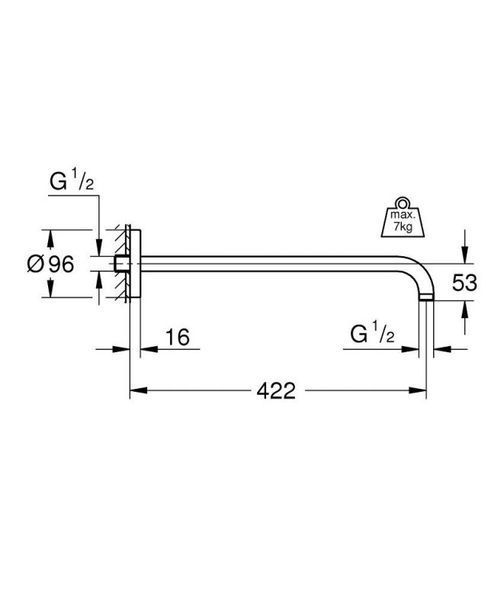 Grohe Rainshower Кронштейн для верхнего душа 422мм (26146000) 26146000 фото