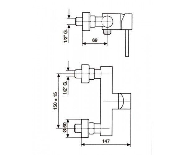 Смеситель EMMEVI PIPER для душа хром б/акс CR45002 SC45002 фото