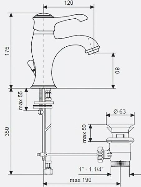 Змішувач TIFFANY умивальник білий-хром BC6003 BC6003 фото