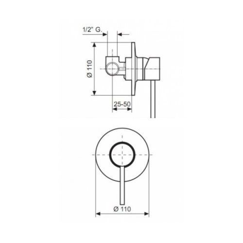 Змішувач EMMEVI PIPER душ вбудований хром CR45009/C05406 MINI CR45009/C05406 фото