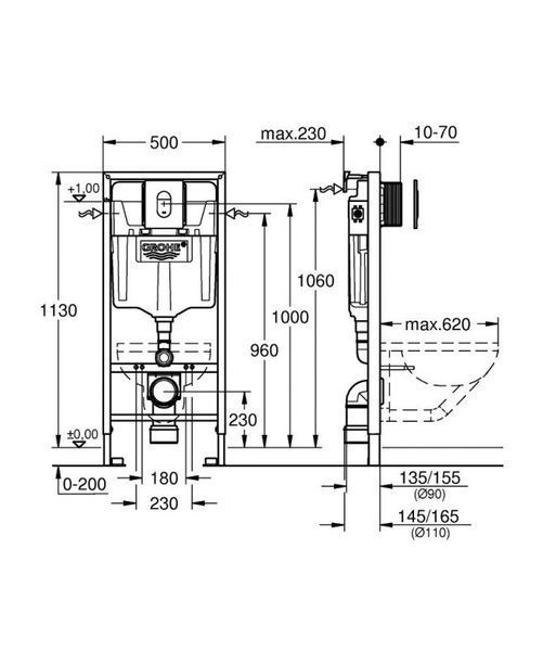 Grohe Rapid SL комплект 4-в-1 для унітазу (кнопка Arena Cosmopolitan) (38929000) 38929000 фото