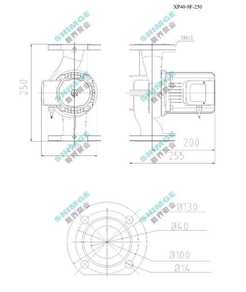 Насос циркуляційний SHIMGE XP40-9F-250, фланець, Qmax 230л/хв, 0,5 кВт 1037815 фото