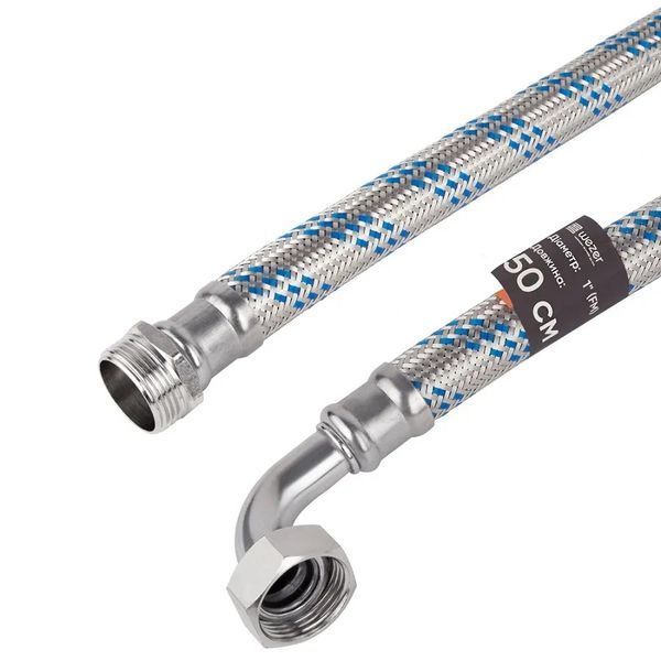 Шланг антивібраційний кутовий WEZER, 50 см, &Oslash;1"&times;1" 1057279 фото