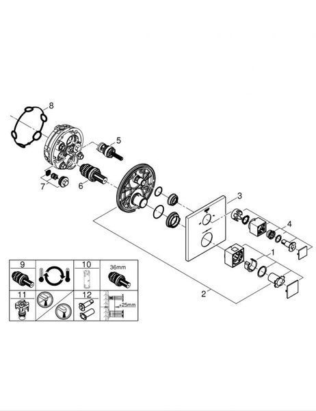 Grohe Grohtherm Cube Термостатичний змішувач на ванну на 2 виходи (24155000) 24155000 фото