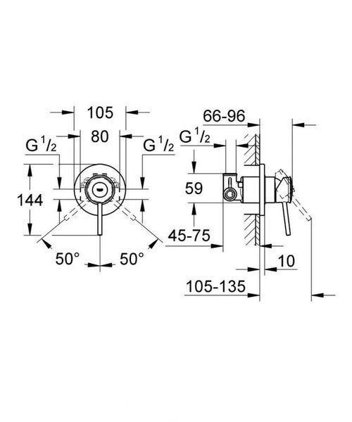 Grohe BauClassic Набір 2 в 1 для туалету (к-кт гігієнічного душа, змішувач прихов. монтажу) (UA2904800S) UA2904800S фото