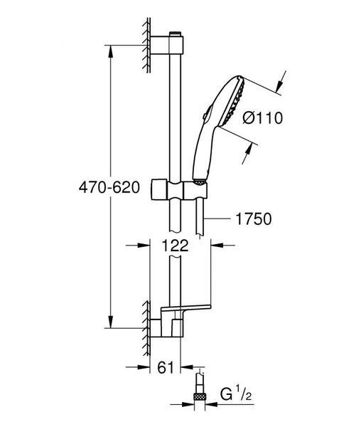 Grohe Tempesta 110 Душовий гарнітур, 3 режими струменю (26918003) 26918003 фото