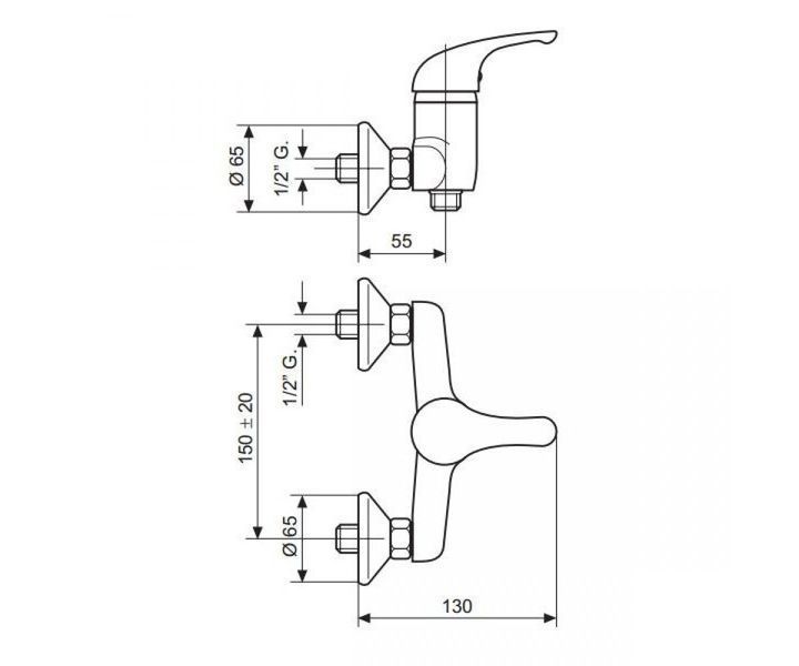 Смеситель EMMEVI GIGLIO для душа хром-золото CO8002G SC8002G фото