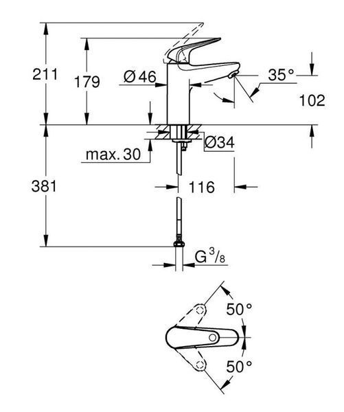 Grohe Euroeco Однорычажный смеситель для раковины M-Size (24266001) 24266001 фото