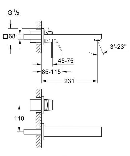Grohe Eurocube Змішувач для раковини на 2 отвори M-Size (23447000) 23447000 фото
